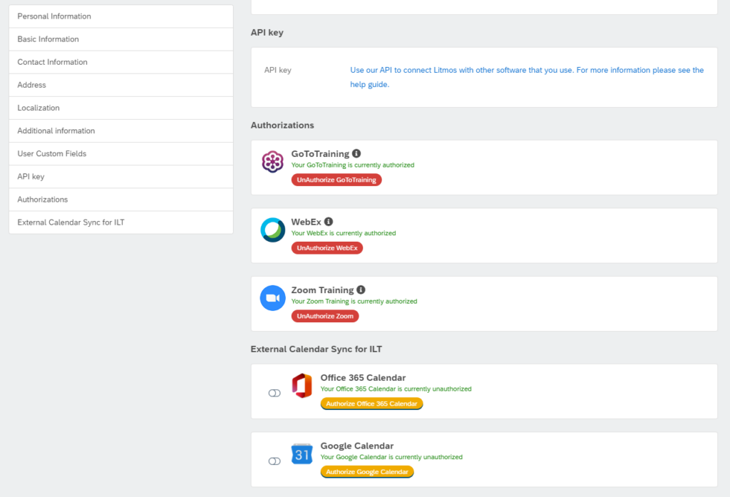 ILT External Calendar Integration Litmos