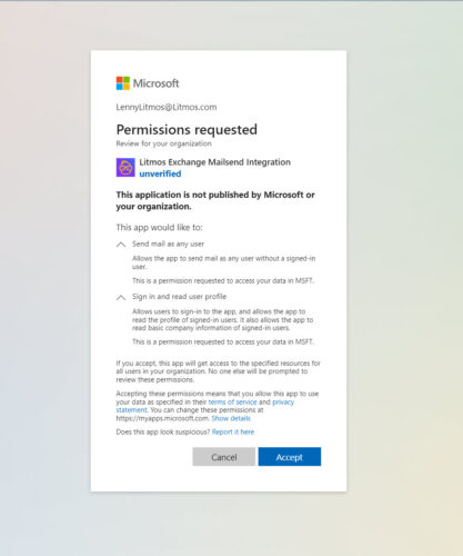 Microsoft Azure Consent page