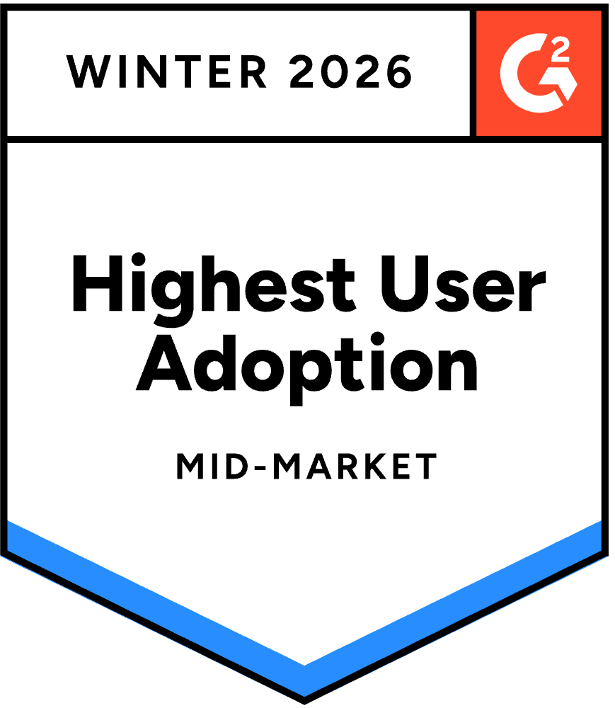 G2 Customer Education Leader, Mid-Market, Highest User Adoption, Winter 2026