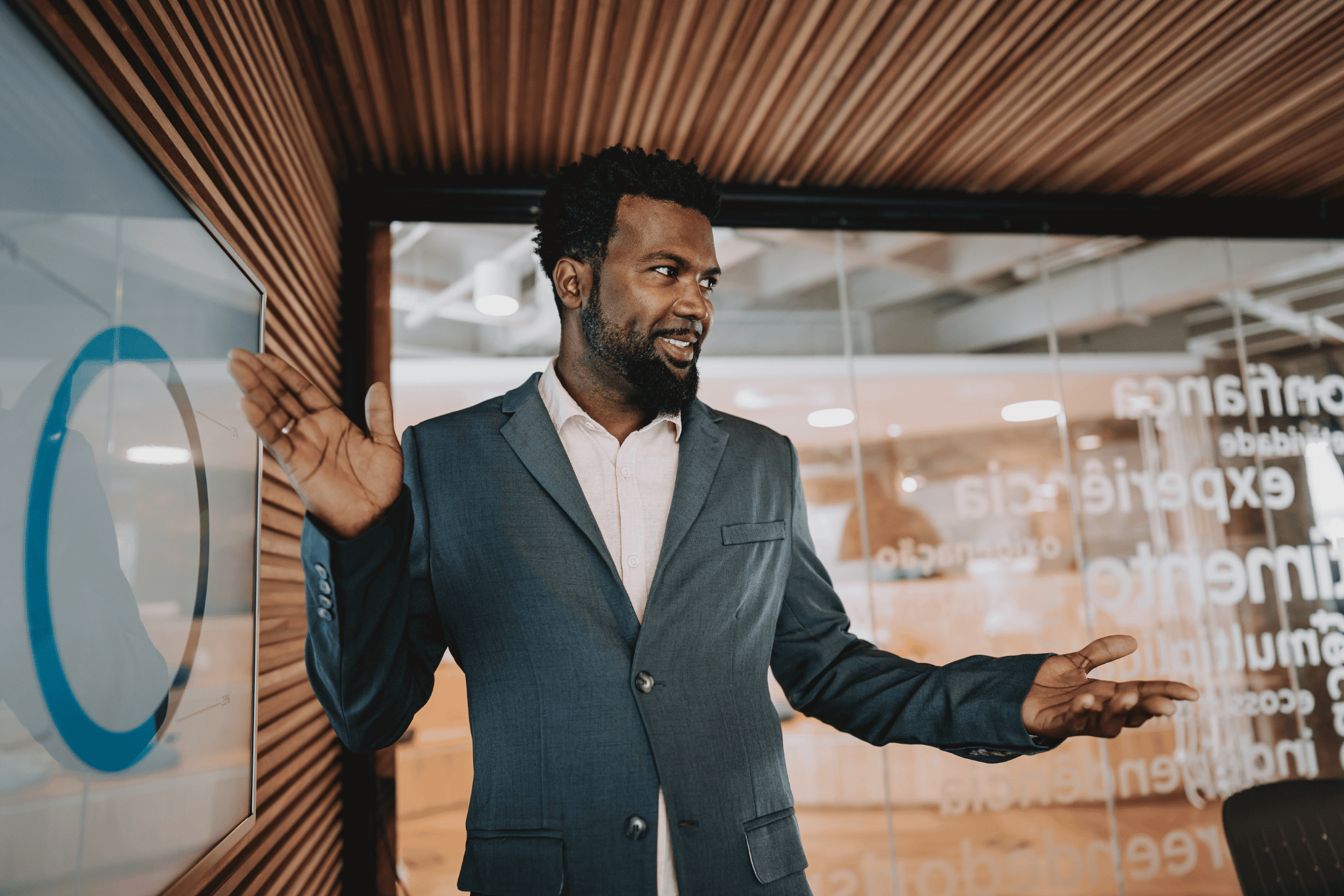 Leader presenting business performance metrics